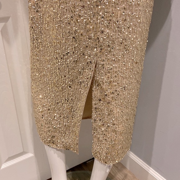 NWOT Mac Duggal gold cocktail midi dress - Picture 13 of 16